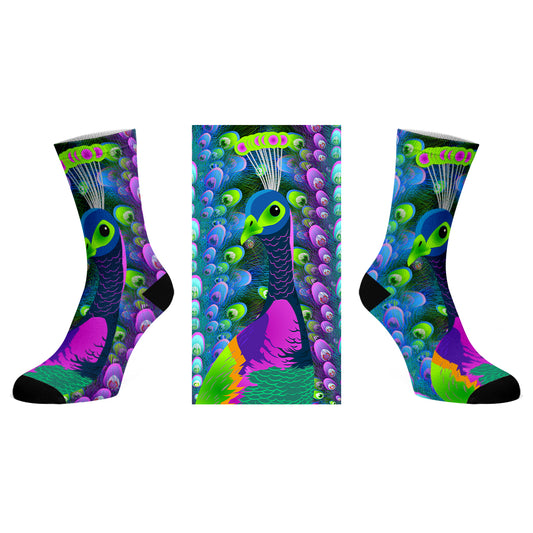 Bright Peacock Design Socks