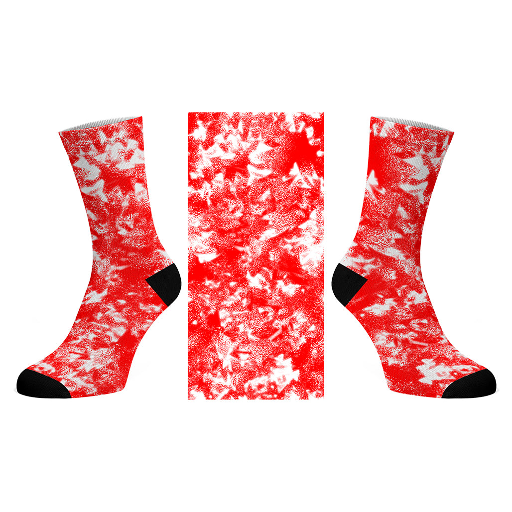 Red Sport Tie Dye_Printed Socks