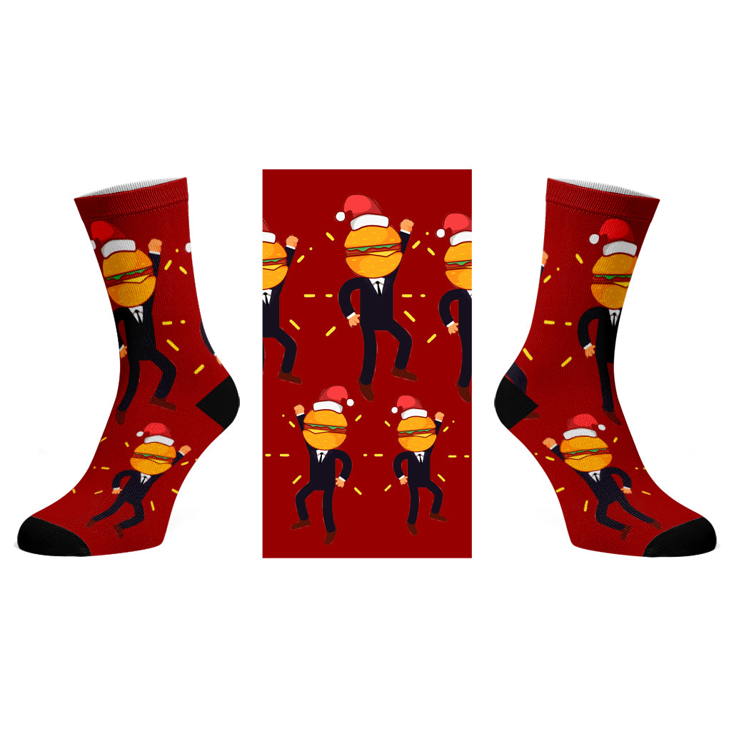 Hamburger Head Christmas Design Socks
